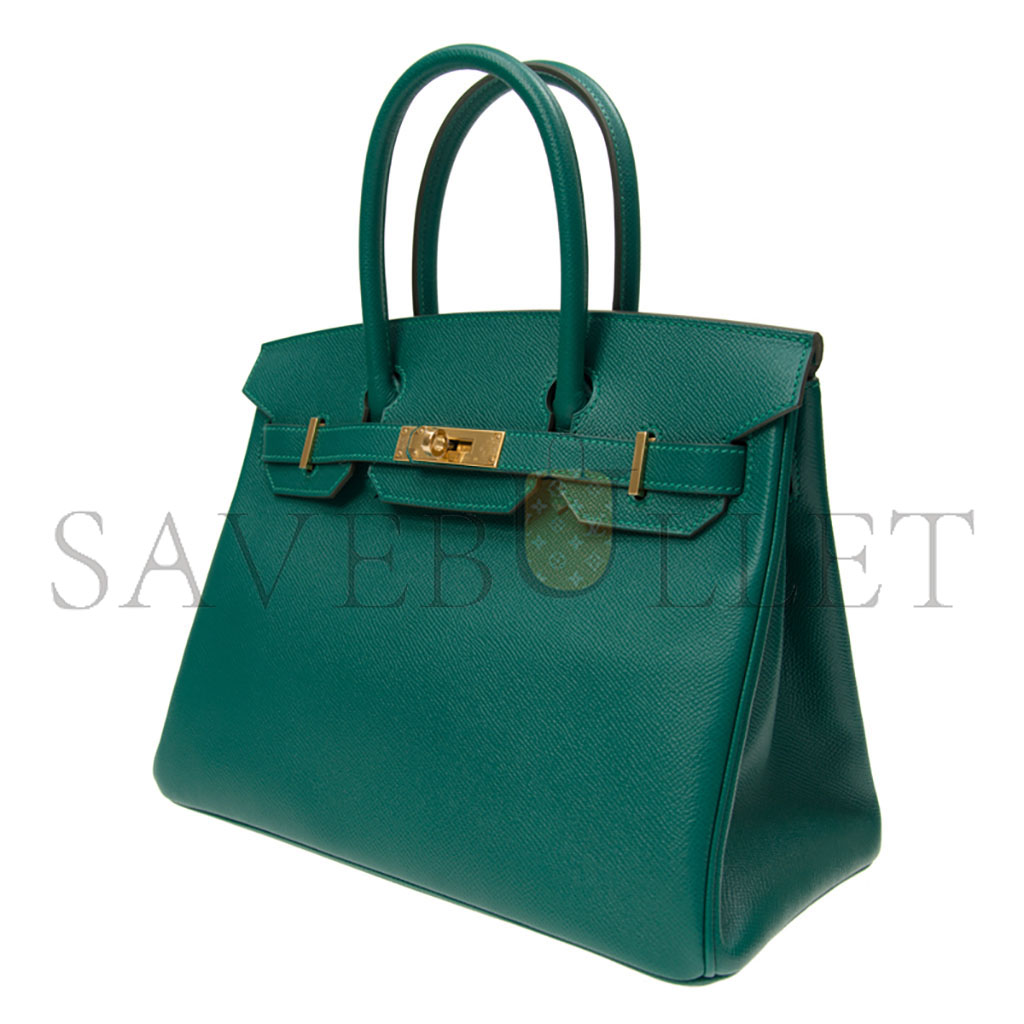 HERMES MASTER BIRKIN 30 EPSOM VELVET GREEN GOLD BUCKLE BAG BK30Z6EPGP (30*23*15cm)